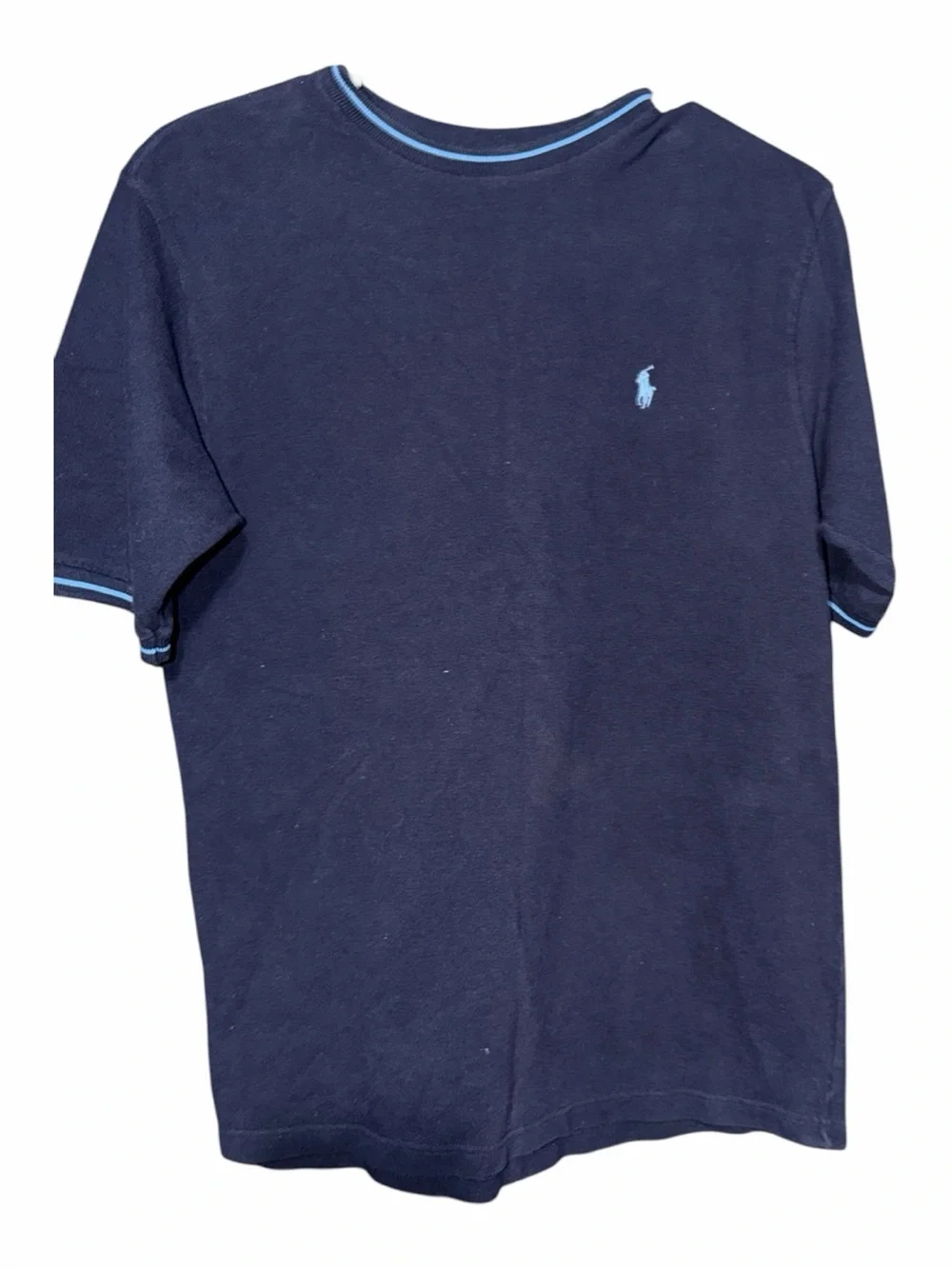 Polo by Ralph Lauren Navy Blue Short Sleeve Crew Neck Tee with Light Blue Trim